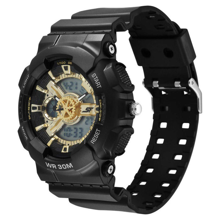 SF Bold Black & Gold Design Men's Watch - Perfect Blend of Elegance and Strength