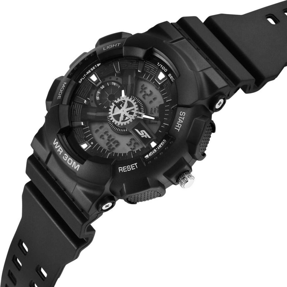 SF Sleek All-Black Chronograph Men's Watch - Modern Minimalist Design for the Professional
