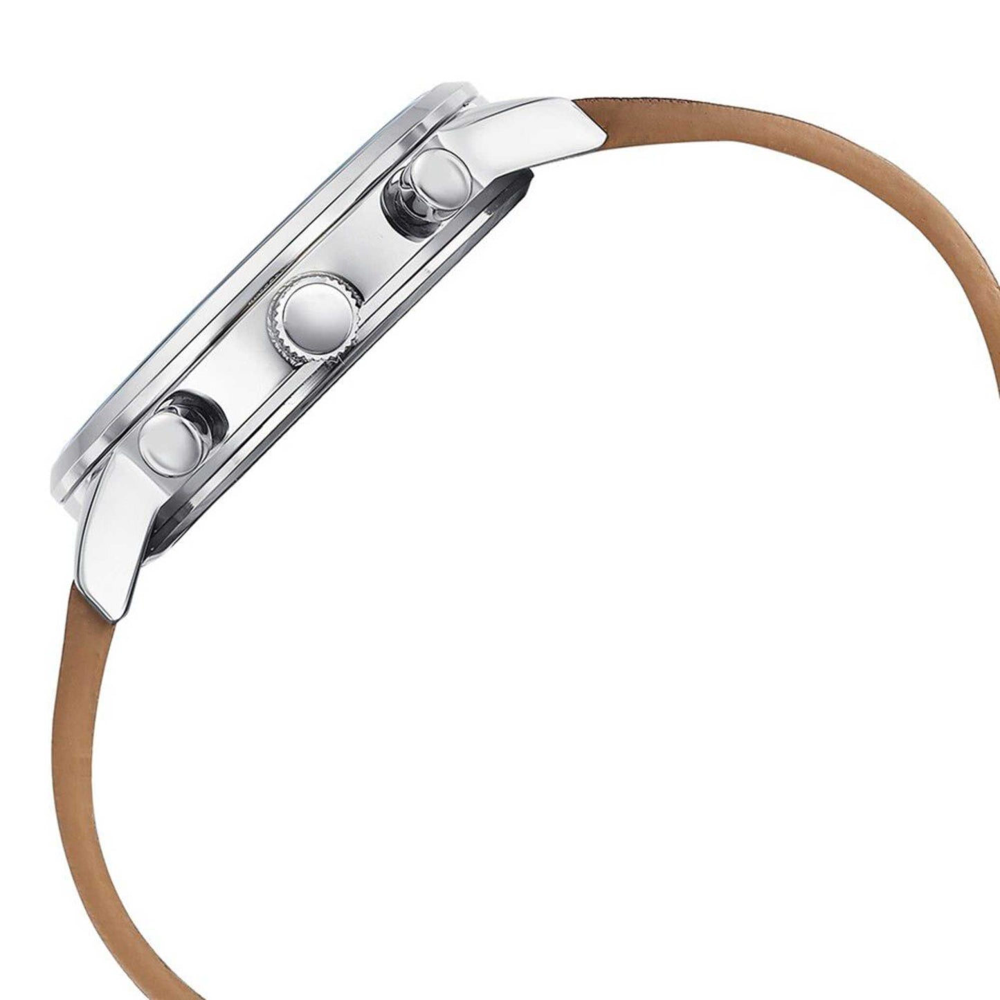 Sota Quartz Multifunction Silver Dial Brown Leather Strap Watch For Men (77139SL01)