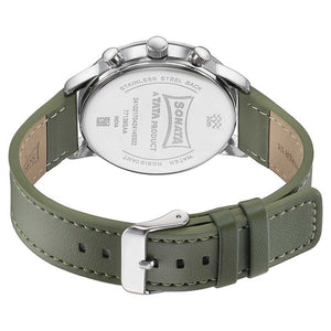 Sota Quartz Multifunction Green Dial Green Leather Strap Watch For Men (77139SL02)