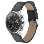Sonata Quartz Multifunction Black Dial Black Leather Strap Watch For Men