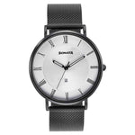 Sonata Quartz Analog with Date Silver Dial Black Stainless Steel Strap Watch For Men