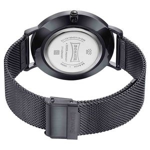 Sonata Quartz Analog with Date Silver Dial Black Stainless Steel Strap Watch For Men