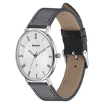 Sonata Quartz Analog with Date Silver Dial Black Leather Strap Watch For Men
