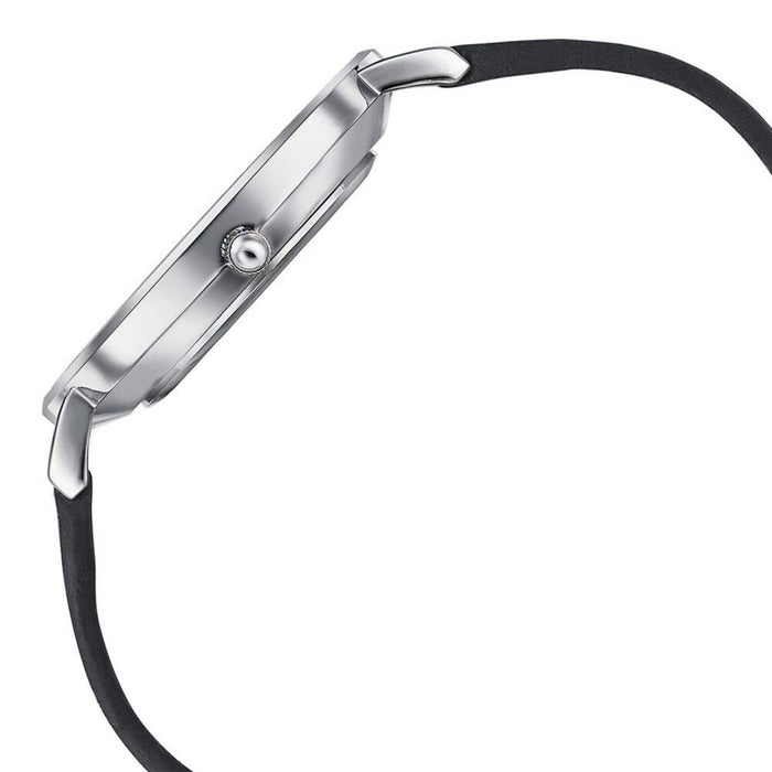 Sonata Quartz Analog with Date Silver Dial Black Leather Strap Watch For Men