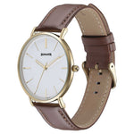 Sonata Quartz Analog White Dial Brown Leather Strap Watch For Men
