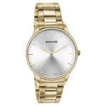 Sonata Quartz Analog Silver Dial Golden Stainless Steel Strap Watch For Men