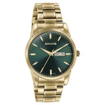 Sonata Quartz Analog with Day and Date Green Dial Golden Stainless Steel Strap Watch For Men