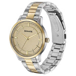Sonata Quartz Analog Golden Dial Two Toned Stainless Steel Strap Watch For Men