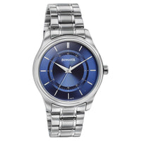 Sonata Quartz Analog Blue Round Dial Silver Stainless Steel Strap Watch For Men
