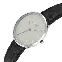 Sonata Grey Dial Black Leather Strap Analog Watch for Men