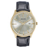 Sonata Fashion Golden Dial Black Leather Strap Analog with Date Watch for Men