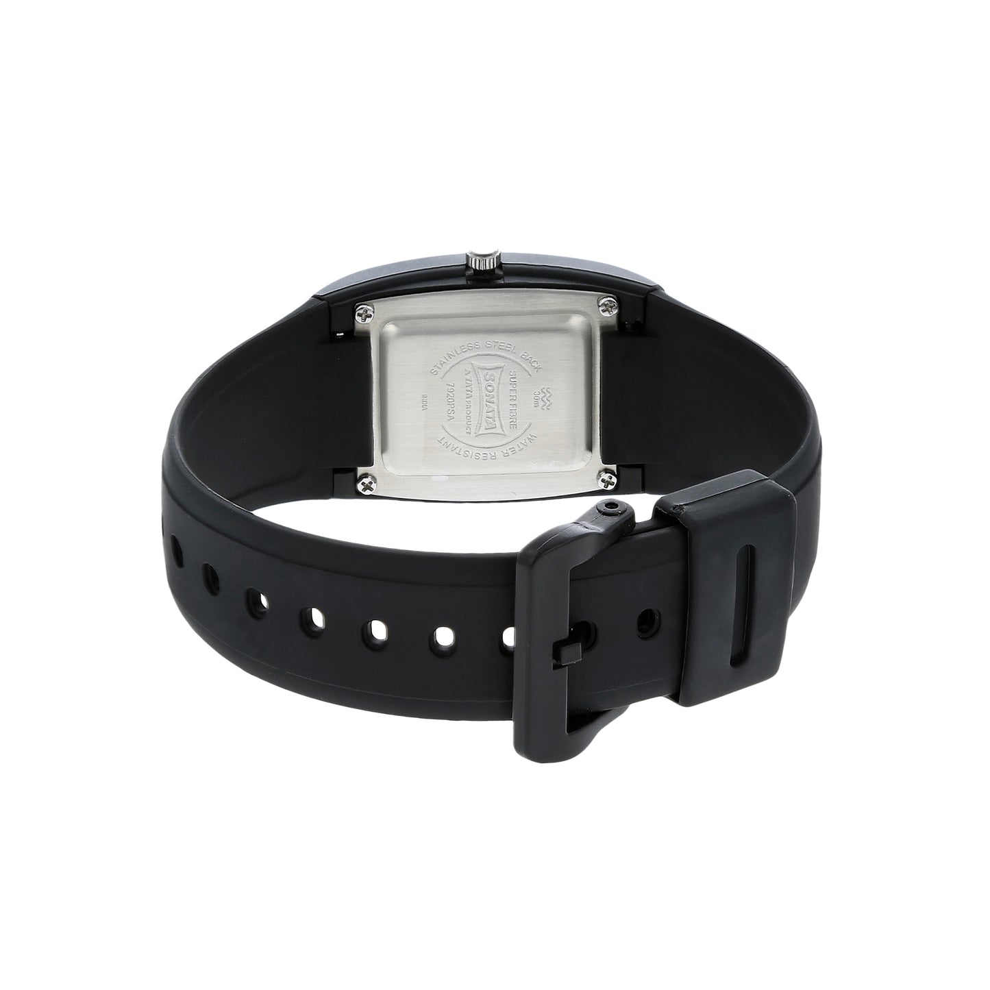 SF Quartz Analog Black Dial Plastic Strap Watch for Men