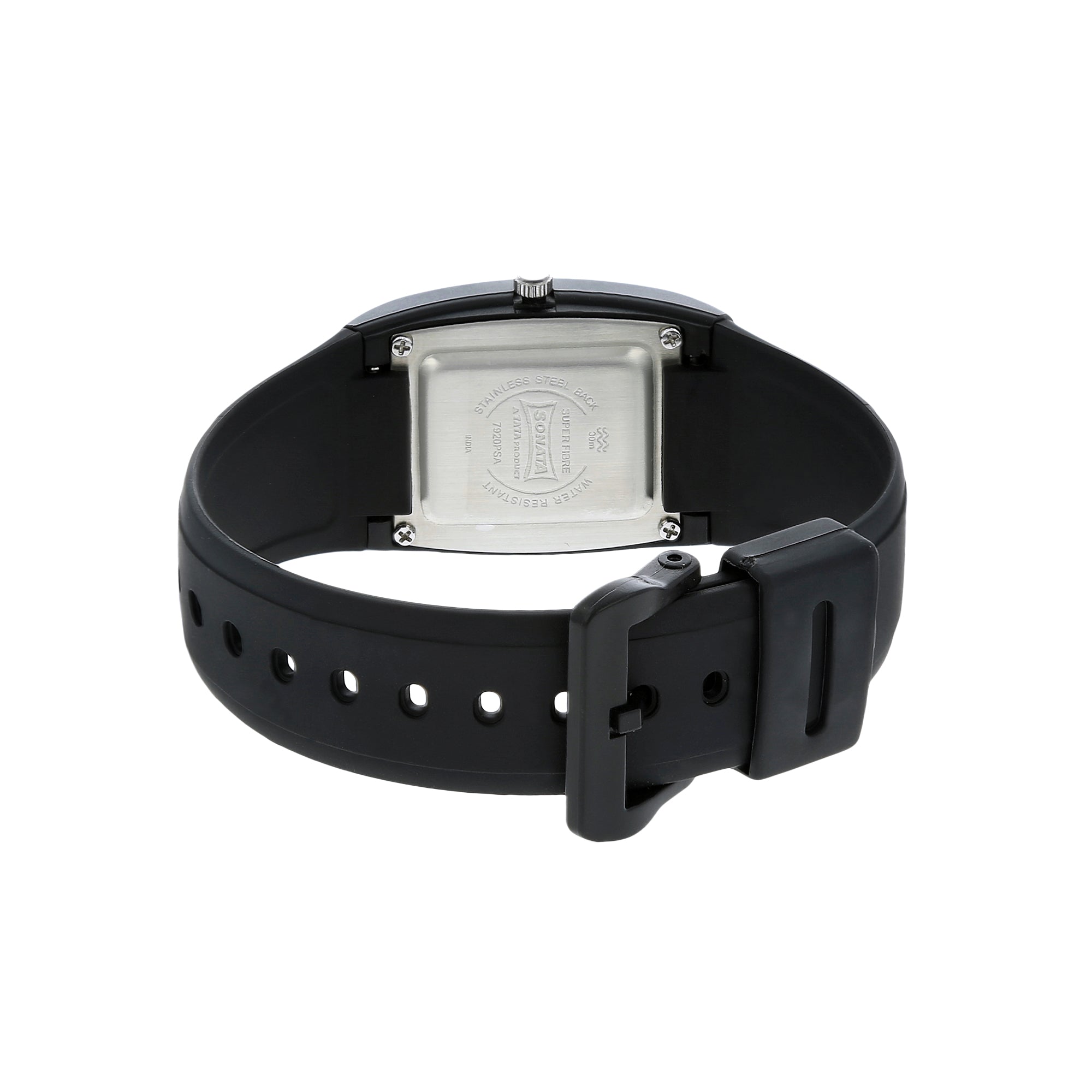 SF Quartz Analog Black Dial Plastic Strap Watch for Men