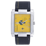 Sonata Quartz Analog Yellow Dial Leather Strap Watch for Men
