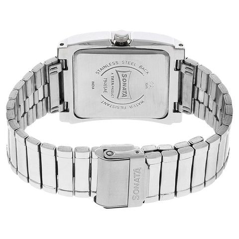 Sonata Quartz Analog with Date Black Dial Stainless Steel Strap Watch for Men