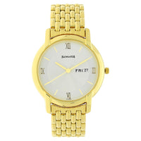Sonata Quartz Analog with Day and Date White Dial Stainless Steel Strap Watch for Men