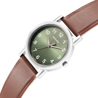 Sonata Classique Quartz Analog Green Dial Brown Leather Strap Watch for Men