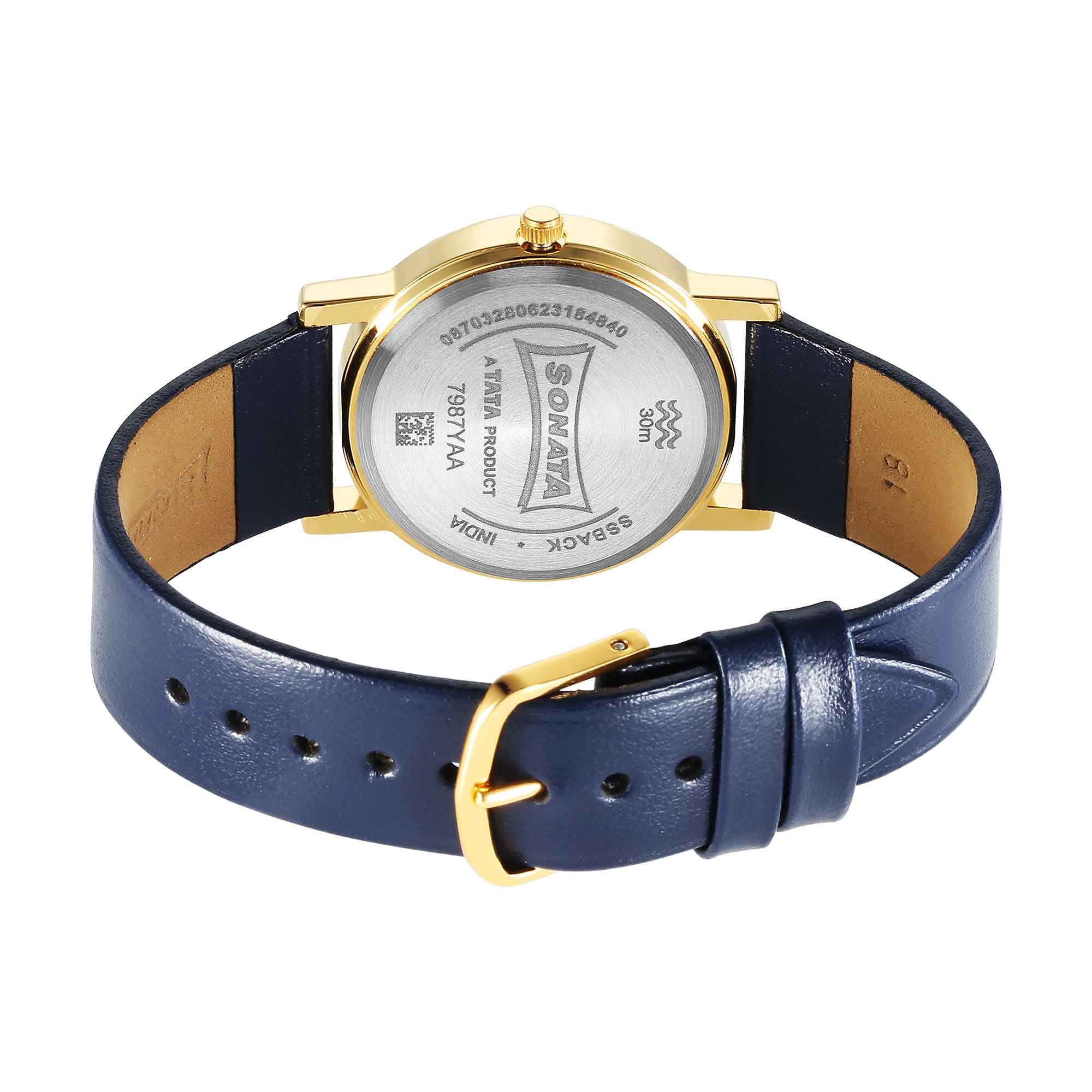Sonata Classic Quartz Analog Silver Dial Blue Leather Strap Watch for Nepal Trade Network Pvt. Ltd