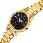 Sonata Classic Quartz Analog Black Dial Golden Stainless Steel Strap Watch for Men