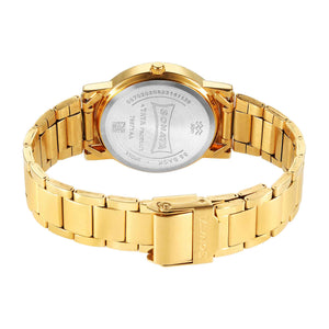 Sonata Classic Quartz Analog Black Dial Golden Stainless Steel Strap Watch for Men