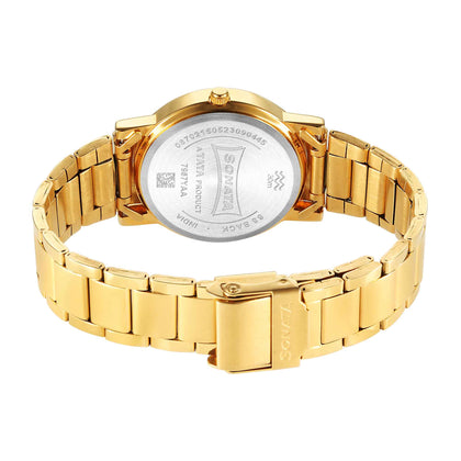 Sonata Classic Quartz Analog Blue Dial Golden Stainless Steel Strap Watch for Men