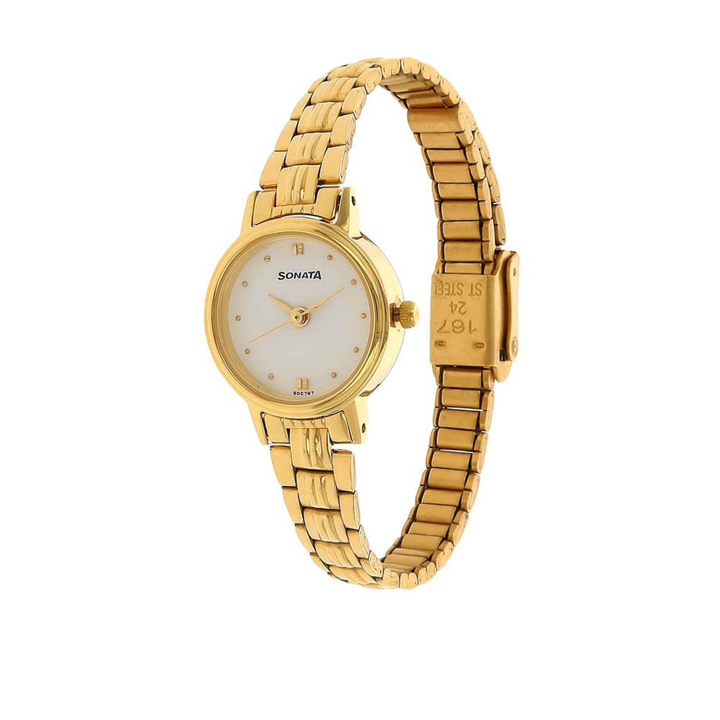 Sonata Quartz Analog White Dial Stainless Steel Strap Watch for Women