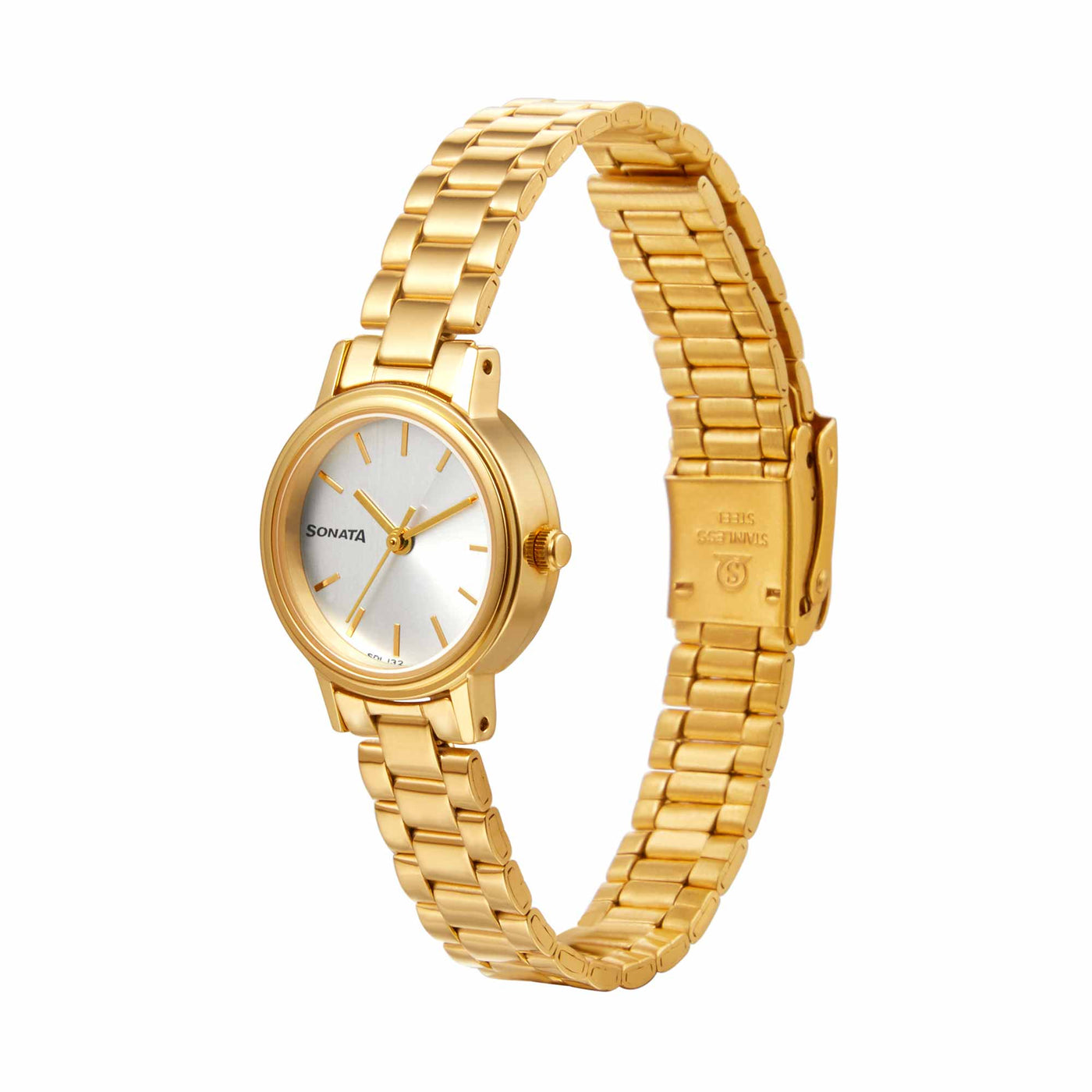 Sonata Essentials White Dial Women Watch With Stainless Steel Strap