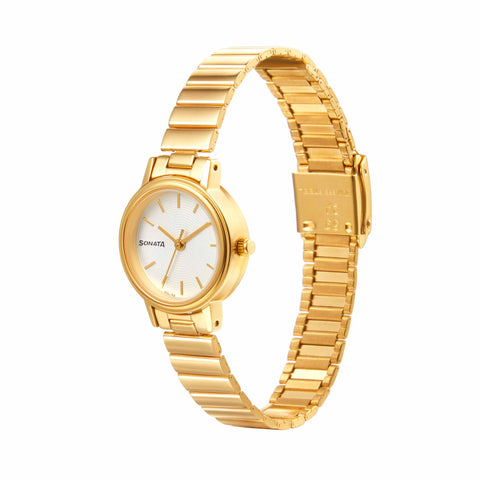 Essentials White Dial Stainless Steel Strap