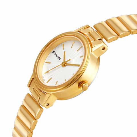 Essentials White Dial Stainless Steel Strap