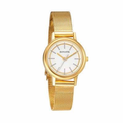 Essentials White Dial Stainless Steel Strap