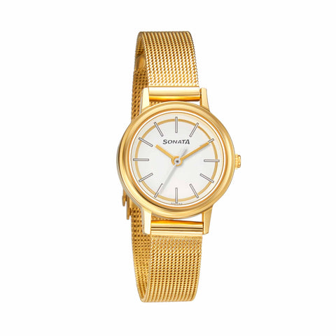 Essentials White Dial Stainless Steel Strap