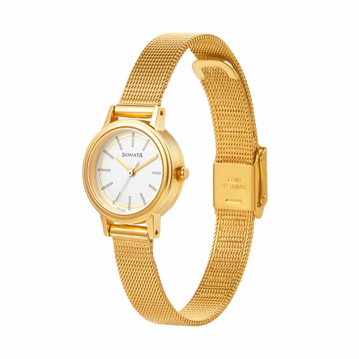 Essentials White Dial Stainless Steel Strap