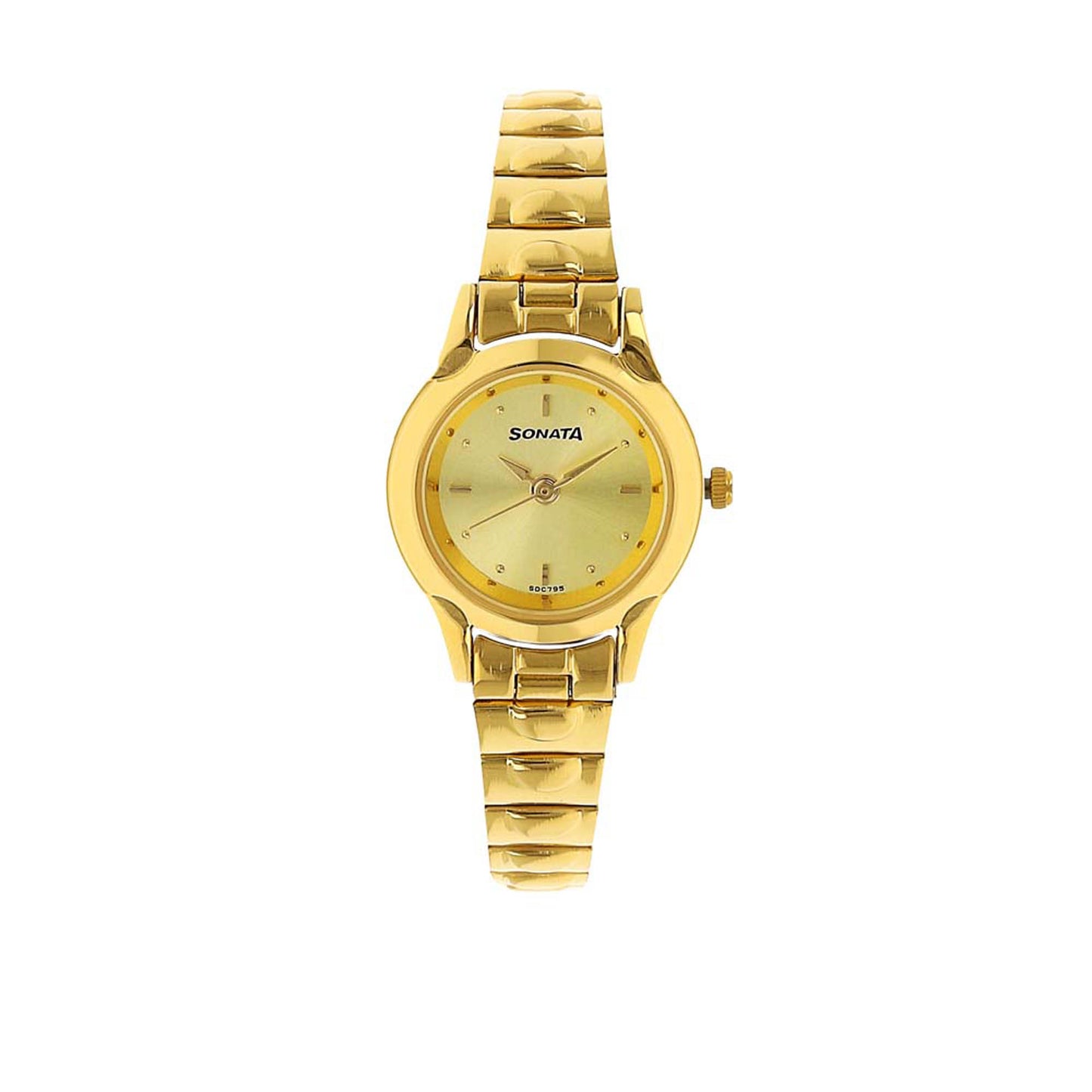 Sonata Champagne Dial Gold Metal Strap Analog Watch for Women