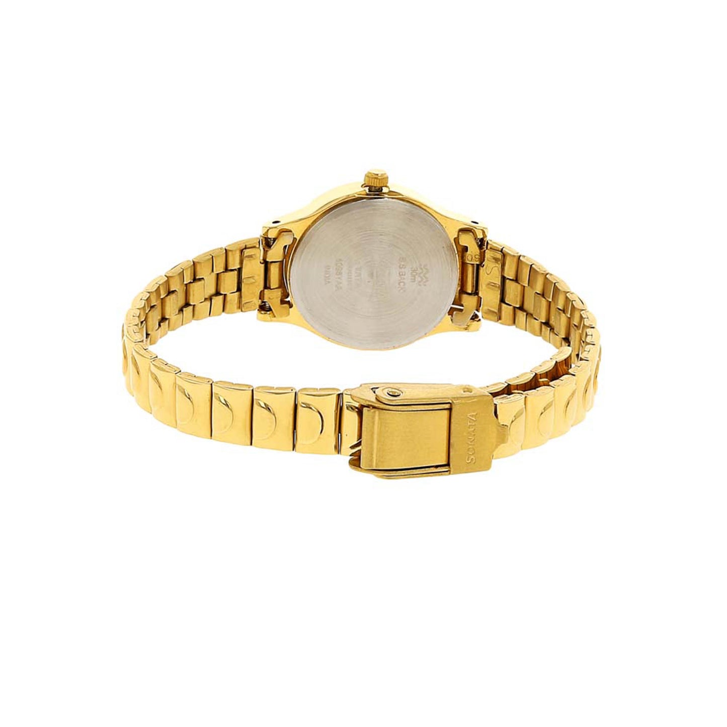 Sonata Champagne Dial Gold Metal Strap Analog Watch for Women