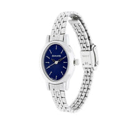 Sonata Blue Oval Dial Silver Metal Strap Analog Watch for Women