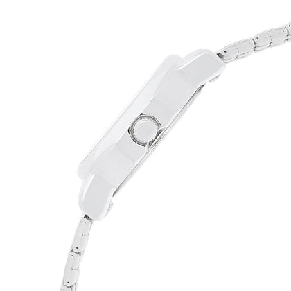 Sonata Blue Oval Dial Silver Metal Strap Analog Watch for Women