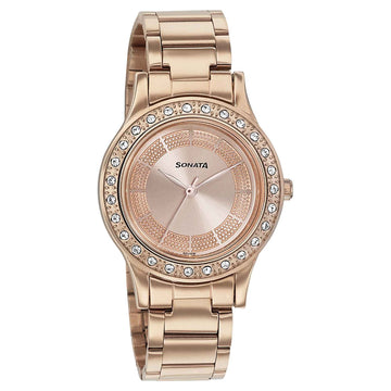 Sonata Blush It Up Rose Gold Dial Women Watch With Stainless Steel Strap