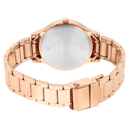 Sonata Black Dial Rose Gold Metal Strap Analog Watch for Women