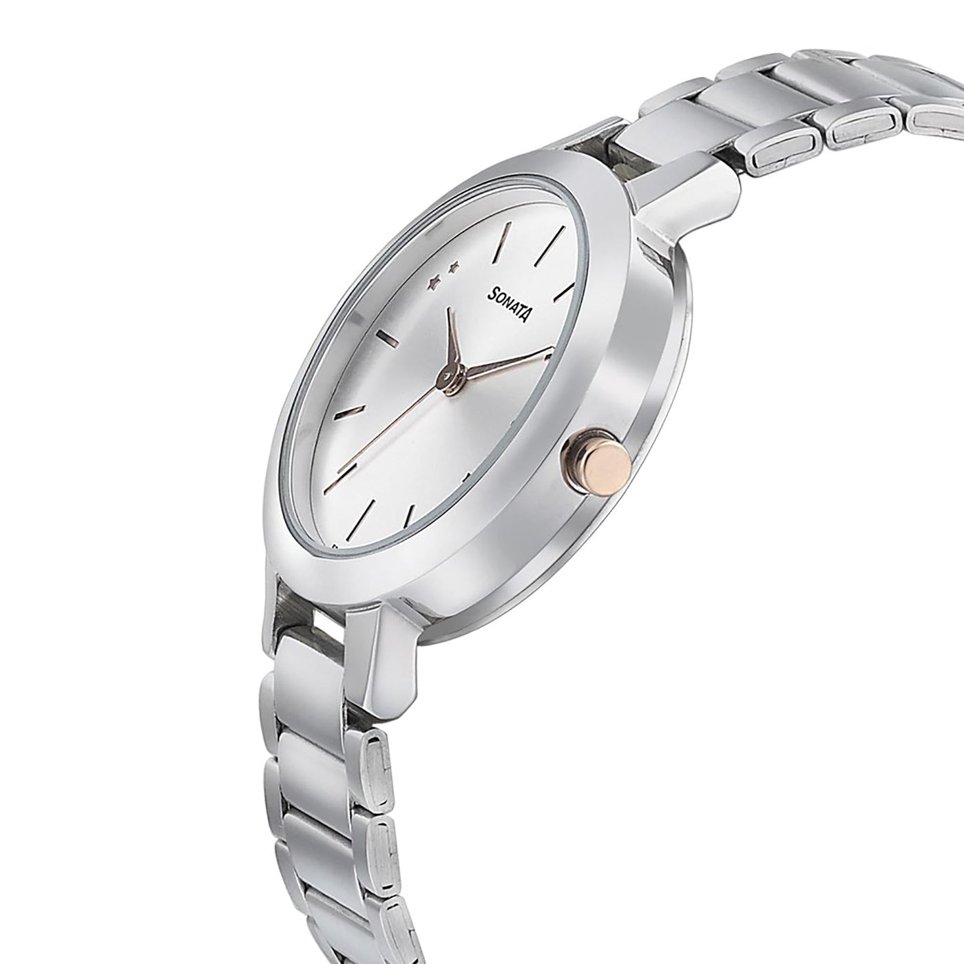 Sonata Play Silver Dial Women Watch With Stainless Steel Strap