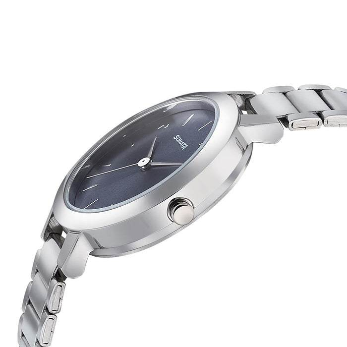 Sonata Play Blue Dial Women Watch With Stainless Steel Strap