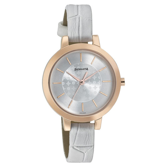 Sonata Play Purple Dial Women Watch With Stainless Steel Strap