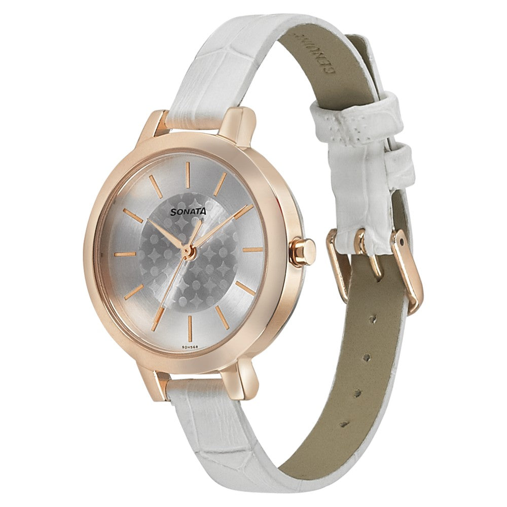 Sonata Play Purple Dial Women Watch With Stainless Steel Strap