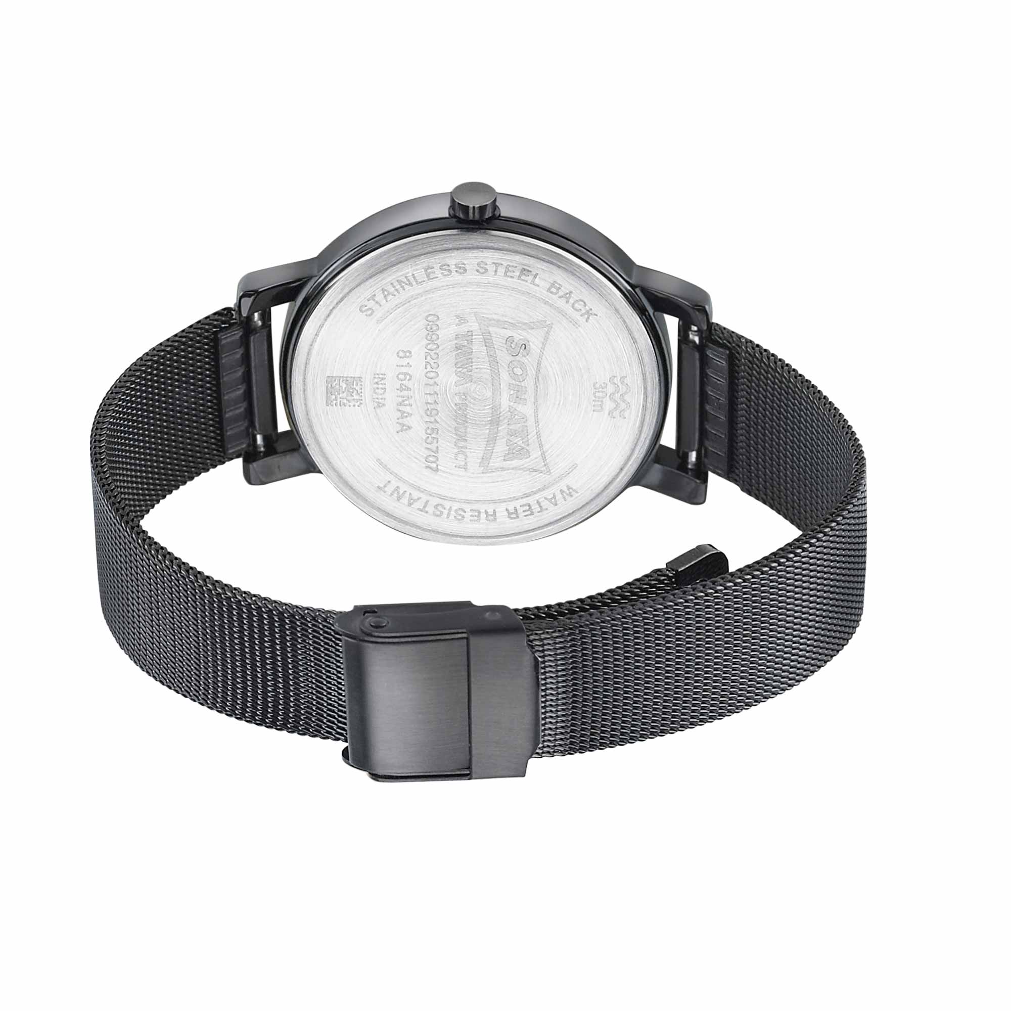 Sonata Onyx Black Dial Women Watch With Stainless Steel Strap