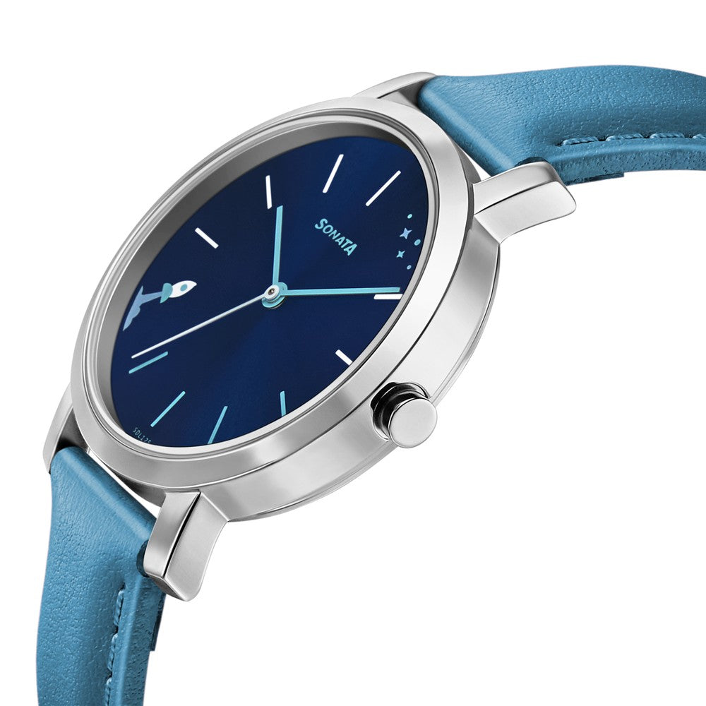 Sonata Play Blue Dial Women Watch With Leather Strap