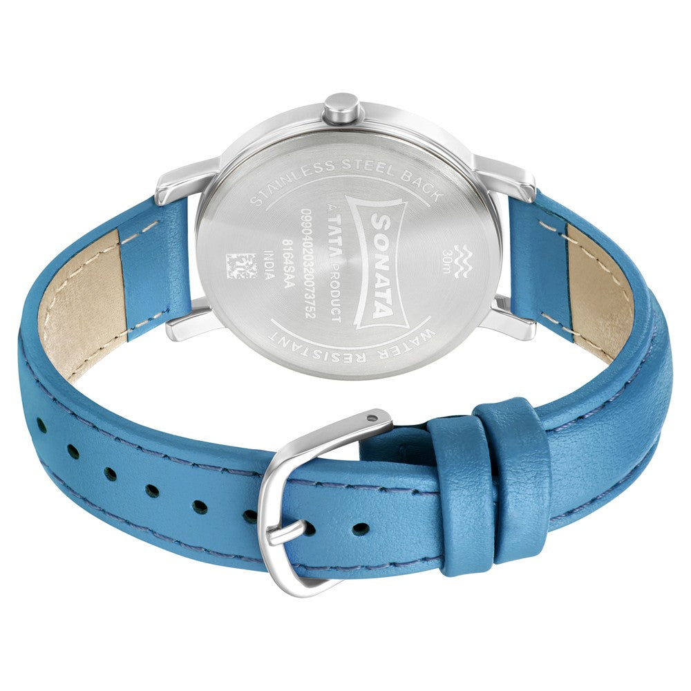 Sonata Play Blue Dial Women Watch With Leather Strap