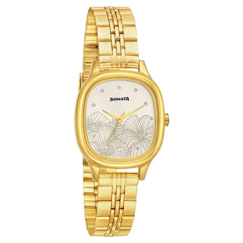 Linnea Silver Dial Yellow Stainless Steel Strap Watch