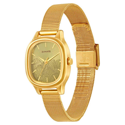 Sonata Linnea Green Dial Women Watch With Stainless Steel Strap
