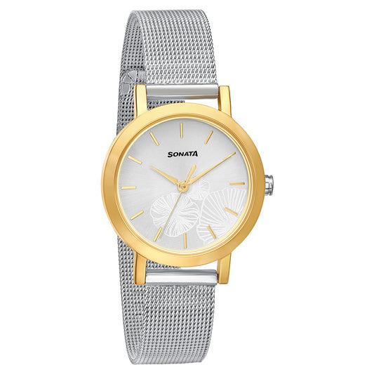 Sonata Linnea Silver Dial Women Watch With Stainless Steel Strap