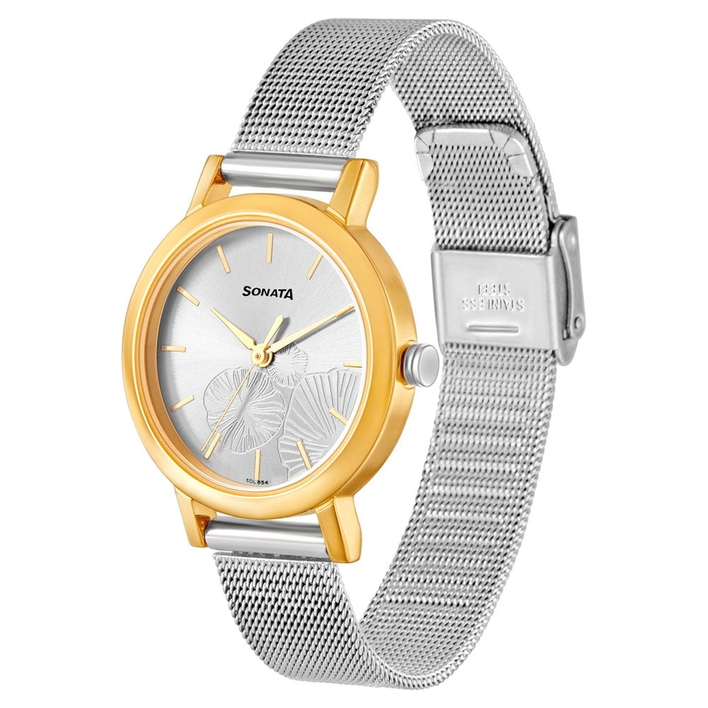 Sonata Linnea Silver Dial Women Watch With Stainless Steel Strap